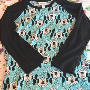 DISNEY Minnie Mouse LuLaRoe Loose Knit Raglan Sleeve Top Small EUC